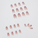 Lotus root powder gradual change silver edge French press on nails finished fake nail manicure patch nail patch waterproof removable｜365nails