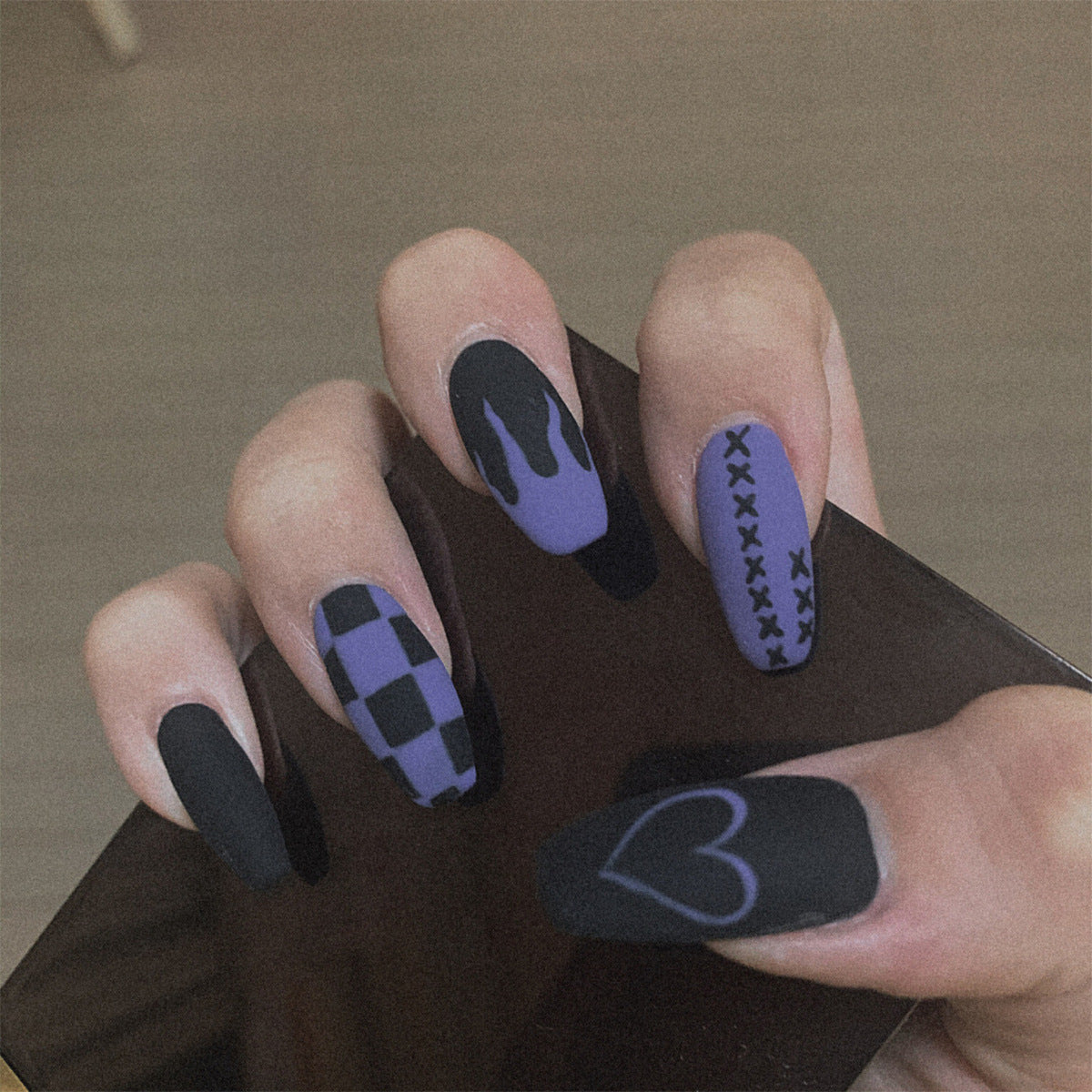 鴛鴦火焰酷感成品穿戴甲 防水可移除｜365nails