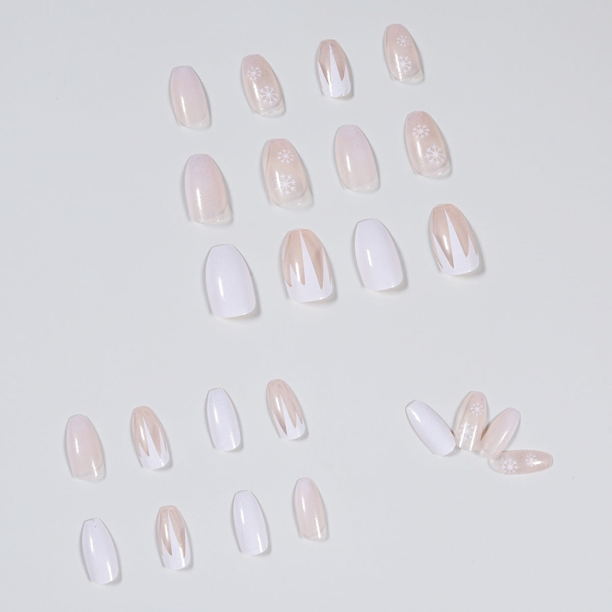 Snowflake silver flash gradual change Christmas wear nail finished fake nail nail patch nail patch waterproof removable｜365nails