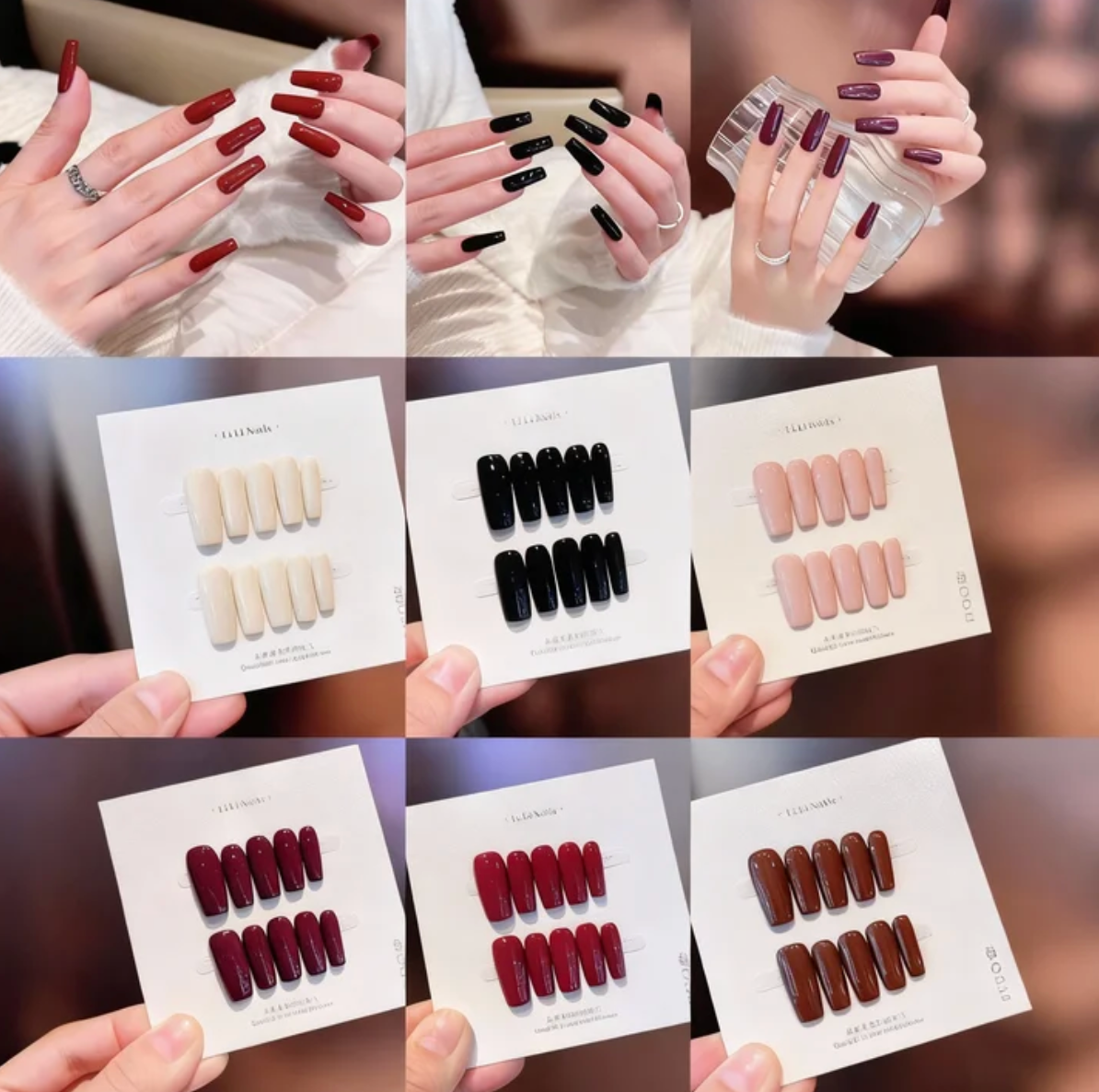 The Essential Solids | Medium Coffin | Handmade Press-on Nails