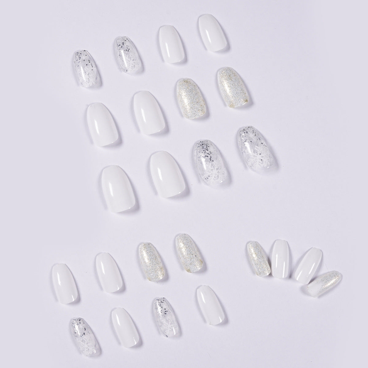 Ice and Snow Glitter Short Ballet  Wear Nail Art Finished     ｜365nails