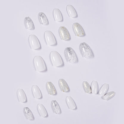 Ice and Snow Glitter Short Ballet  Wear Nail Art Finished     ｜365nails