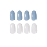 Unhas falsas premium em azul e cinza mandarim, acabamento em unhas falsas, remendo para unhas, remendo para unhas à prova d'água, remendo para unhas removíveis ｜ 365nails