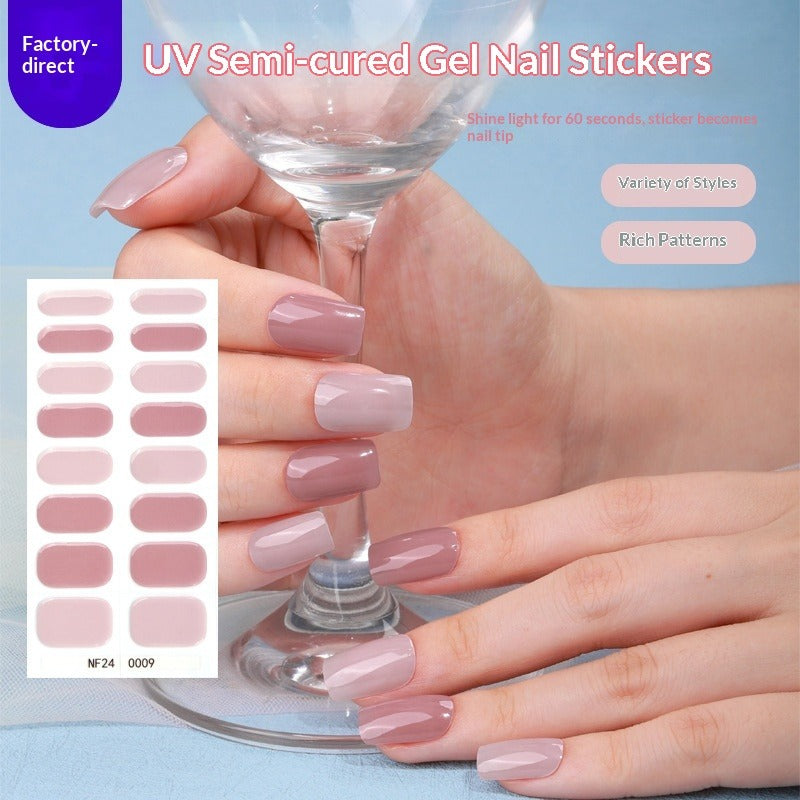 Semi-Cured Gel Nail Strips 3D Foil Gold Glossy Design (MOQ=3)