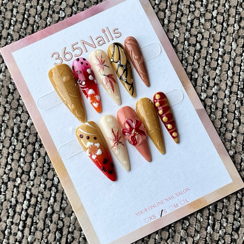 Autumn Maple Leaf Press-On Nails