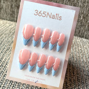 Sky Blue French - Blue White French Press-On Nails