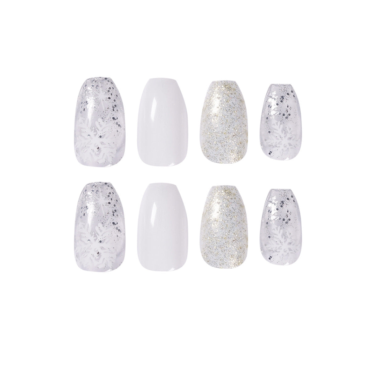 Ice and Snow Glitter Short Ballet  Wear Nail Art Finished     ｜365nails