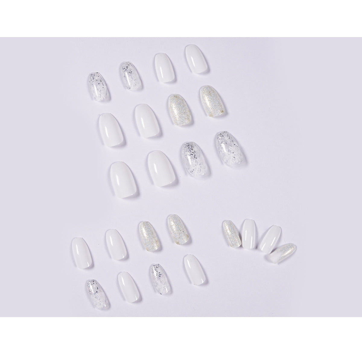 Ice and Snow Glitter Short Ballet  Wear Nail Art Finished     ｜365nails