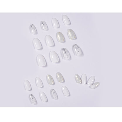 Ice and Snow Glitter Short Ballet  Wear Nail Art Finished     ｜365nails