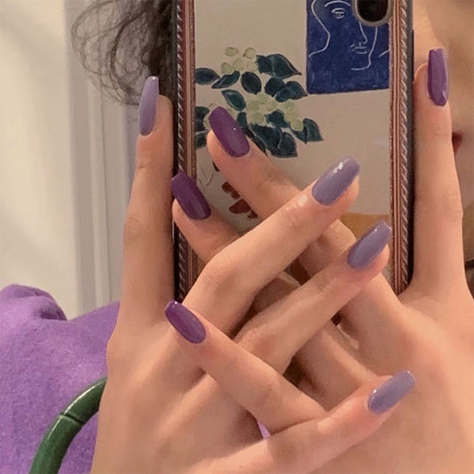 In this way, grape mandarin duck nails wear manicure, fake nails, manicure patches, nail patches, waterproof and removable nail patches.｜365nails