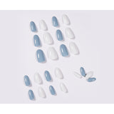 Unhas falsas premium em azul e cinza mandarim, acabamento em unhas falsas, remendo para unhas, remendo para unhas à prova d'água, remendo para unhas removíveis ｜ 365nails