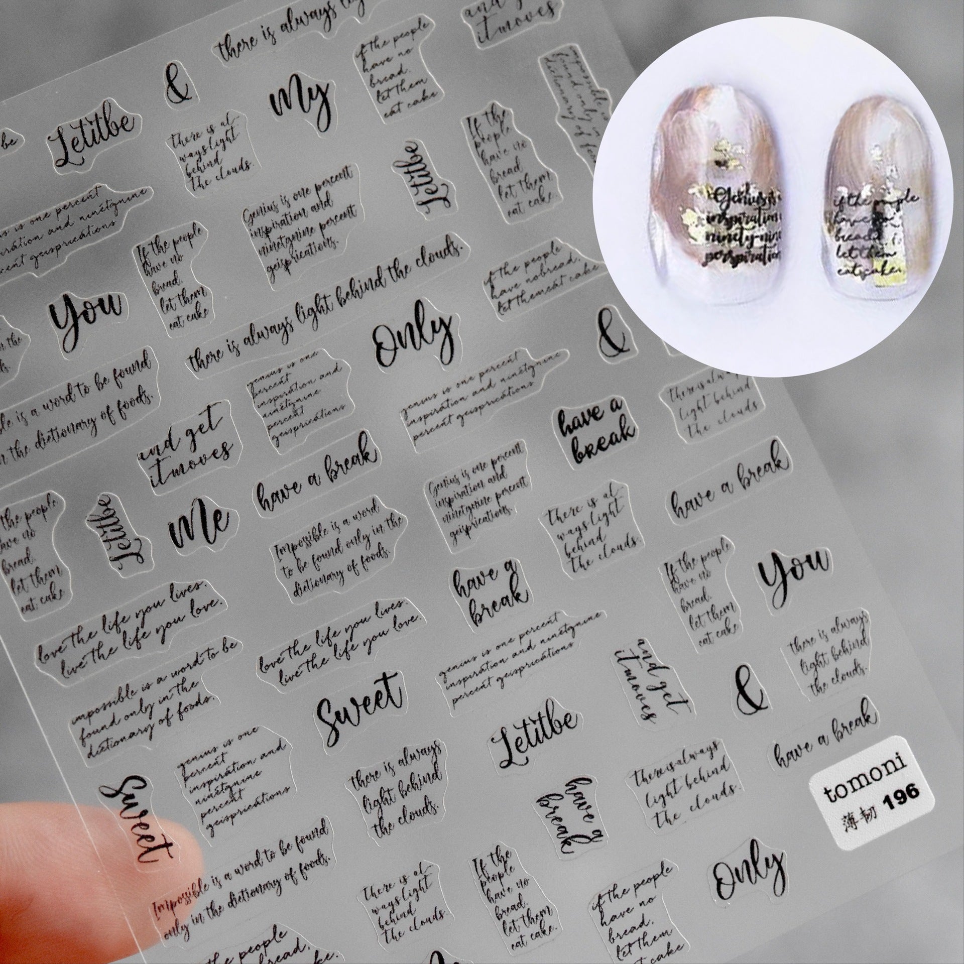 365nails: "Texte anglais minimaliste" – Autocollants pour ongles