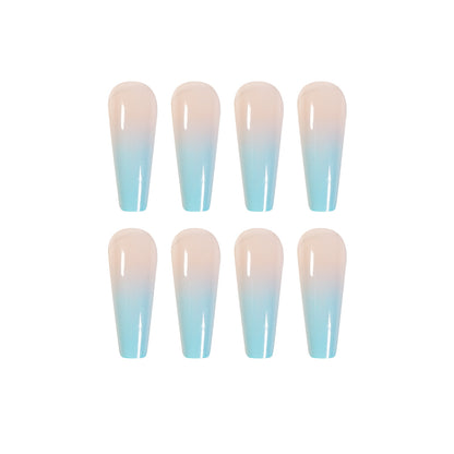 Long ballet gradual change blue     detachable wear nail finished ｜365nails