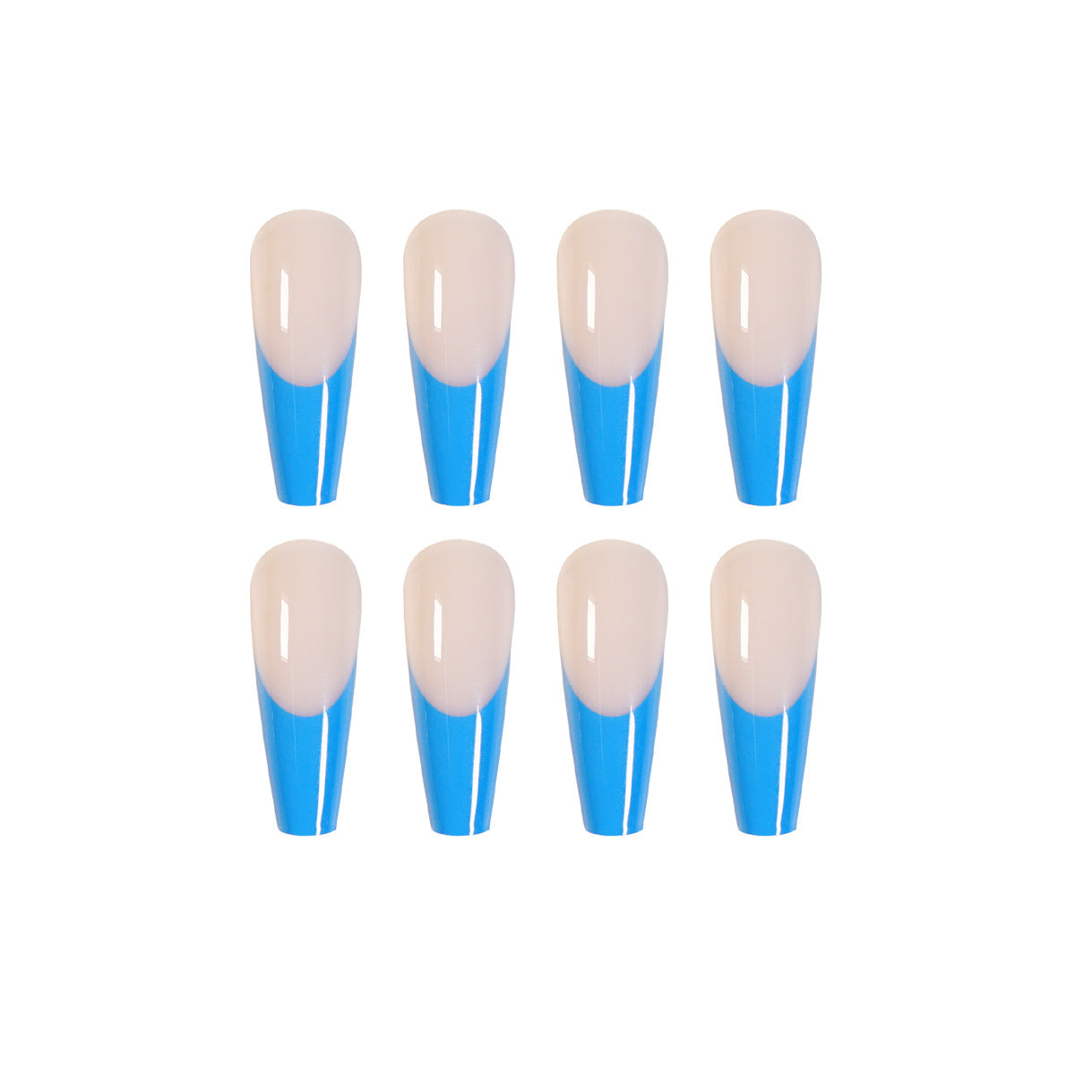Long Ballet Blue French Wear Nail Art False Nail Nail Art Patch   Removable Nail Art ｜365nails