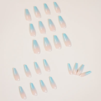 Long ballet gradual change blue     detachable wear nail finished ｜365nails