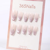 365nails misty milk‑tea ombré with tiny crystals minimalist press-ons