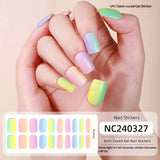 Semi-Cured Gel Nail Strips French Gradient Glitter Glossy Design(MOQ=3)