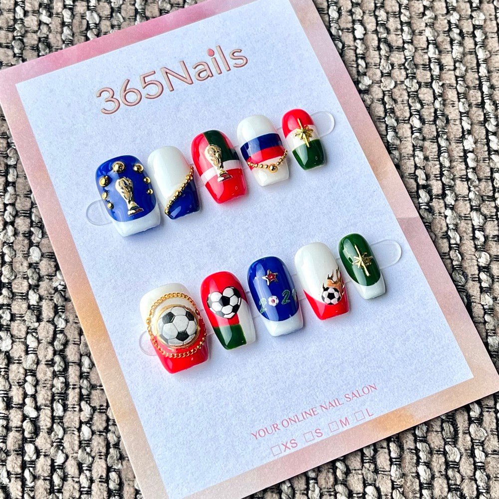 "2026 Global Spirit" - World Cup Football Theme Handmade Nails