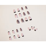 Unhas postiças anti-listras francesas cinza rosa roxo arte de unha arte de unha remendo de unha arte de unha removível ｜ 365nails