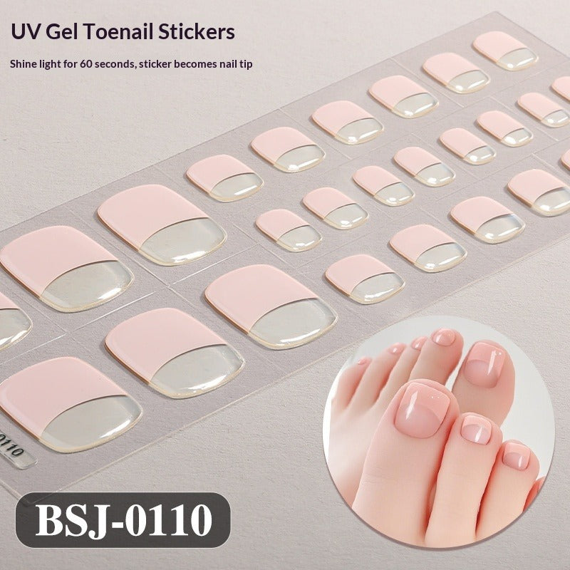 Semi-Cured Gel Nail Strips French Solid Color Clean Toe Design (MOQ=3)