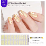 Semi-Cured Gel Nail Strips Brocade Sparkle Cloud Pattern Gold Glossy Set (MOQ=3)