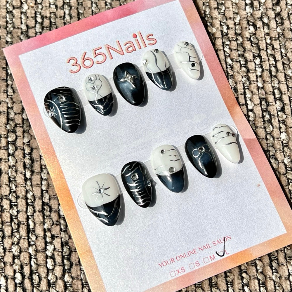 365nails: 「星座」手工製短款尖形穿戴甲