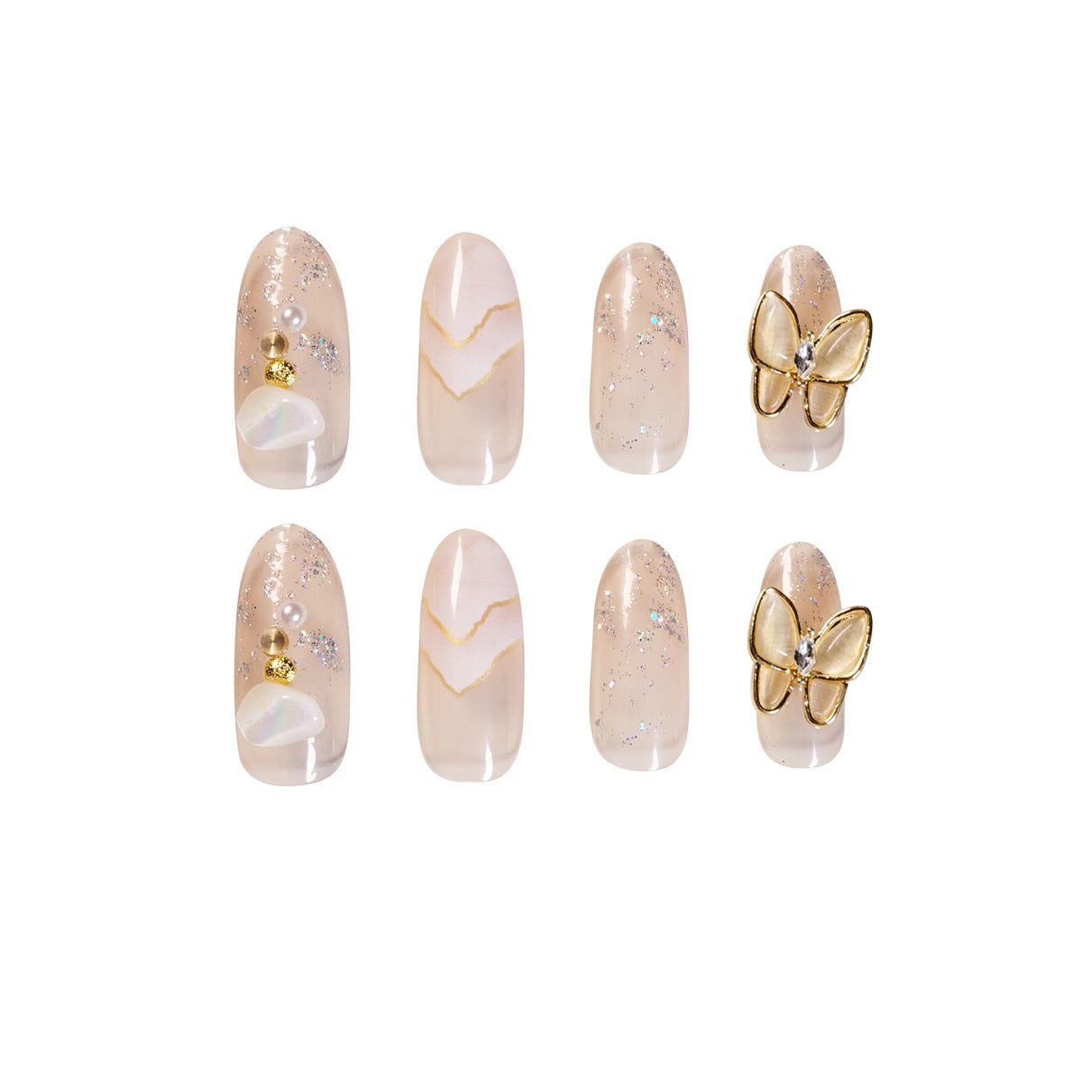 Mariposa Yuzi Hills Wear Nail Art Uñas postizas terminadas Parche para uñas Parche para uñas Parche para uñas impermeable Parche para uñas extraíble ｜365nails