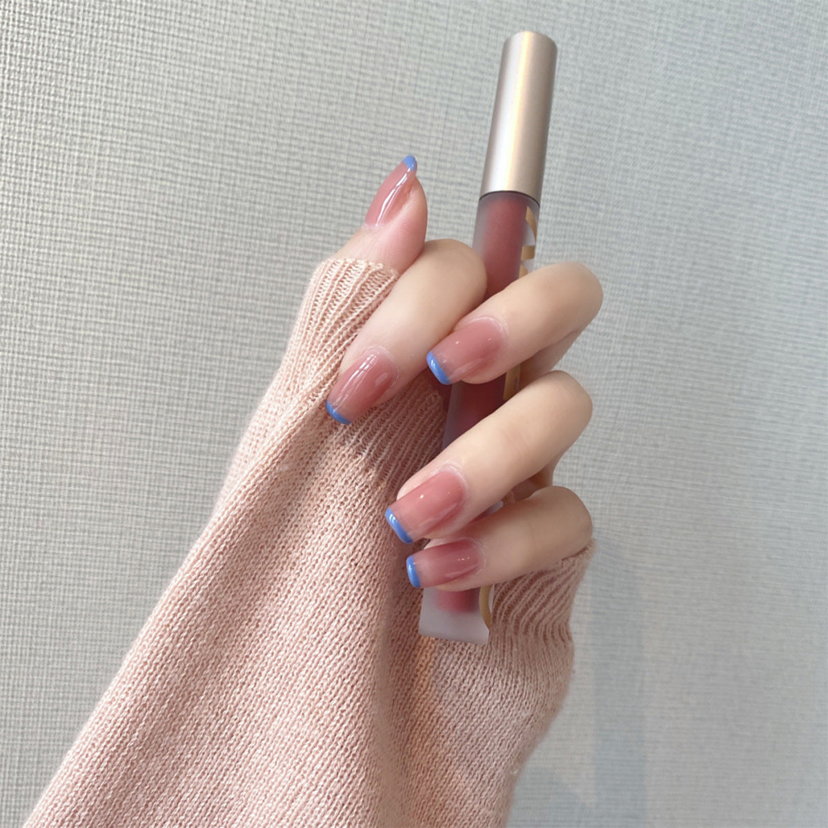 裸感果凍紫藍法式完成甲片 防水可移除｜365nails