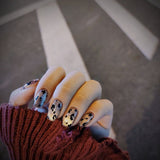 Uñas postizas cortas con estampado de leopardo y diseño de ojo de gato, resistentes al agua y extraíbles | 365nails