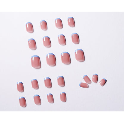 Naked Jelly Purple Blue French Wear Nail Art Finished Fake Nail Nail Art Patch Nail Patch Waterproof Removable｜365nails