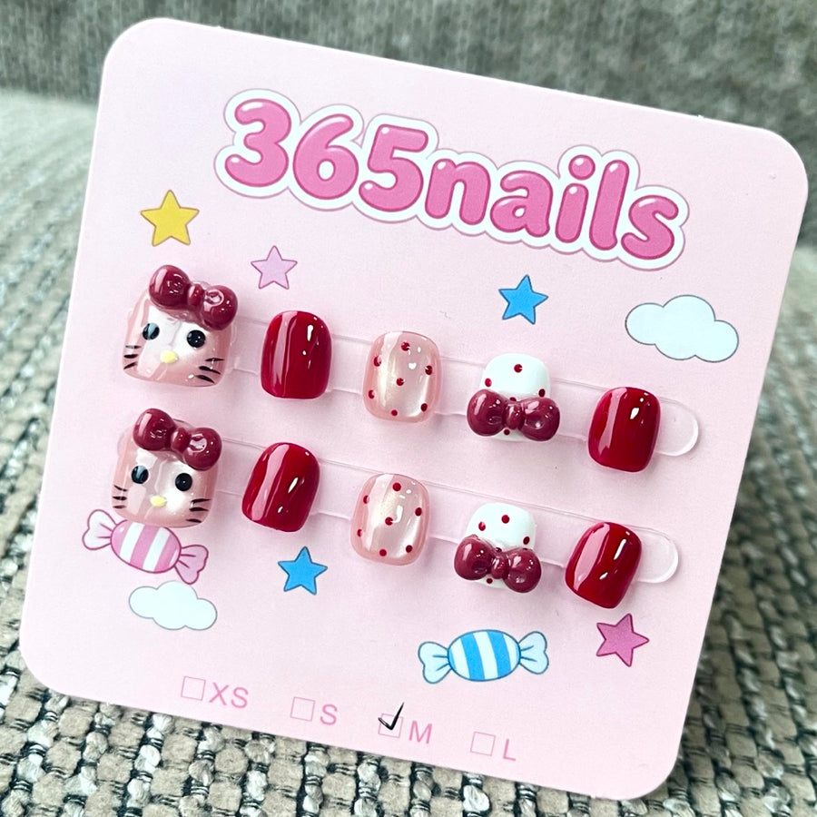 365nails: "Hello Kitty Candy" – 3D Character Sculpture Handmade Short Square Nails