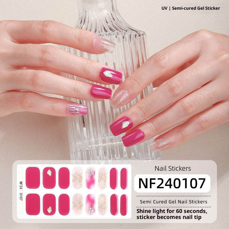 Semi-Cured Gel Nail Strips 3D Foil Glitter Glossy Design (MOQ=3)