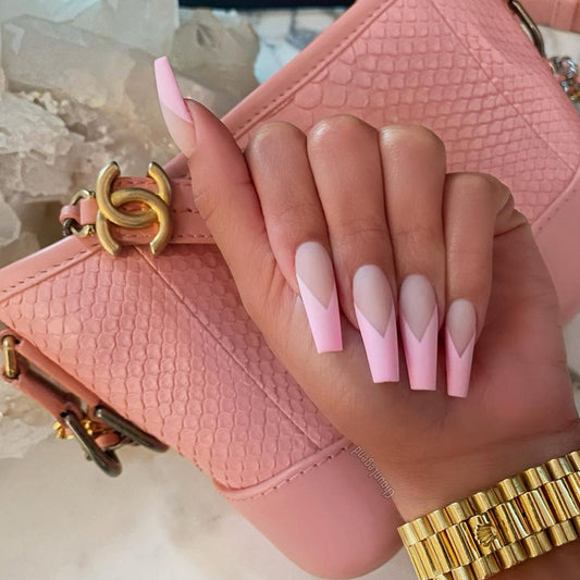 Gouache French matte long ballet  art finished  nail patch waterproof removable ｜365nails