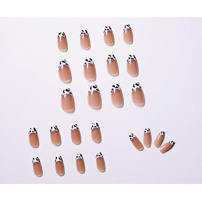 Unhas postiças anti-francesas com padrão pequeno de leite roxo cinza, arte finalizada, remendo para unhas à prova d'água e removível｜365nails