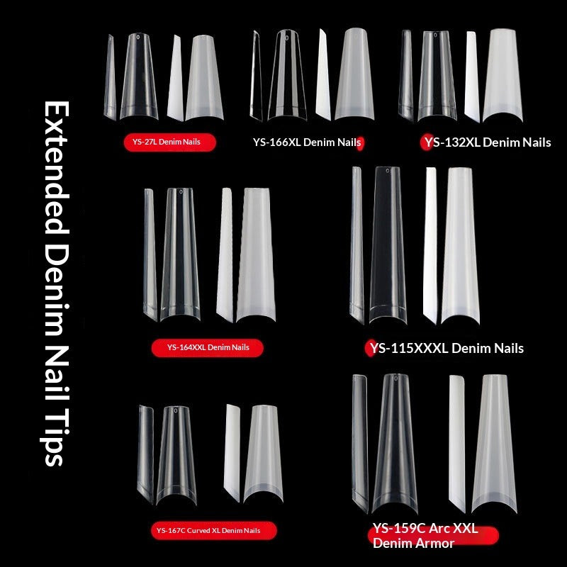 Drama Collection: "Denim Assortment" – Multi-Size Extended Denim Nail Tips