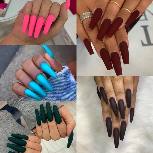 Solid color long ballet series  finished  manicure patch nail patch waterproof removable ｜365nails