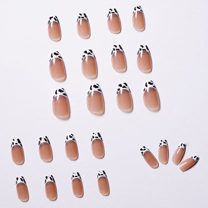Unhas postiças anti-francesas com padrão pequeno de leite roxo cinza, arte finalizada, remendo para unhas à prova d'água e removível｜365nails