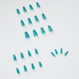 Azul água verde mudança gradual longa balé desgaste unha arte finalizada unha falsa unha arte remendo unha remendo à prova d'água removível ｜ 365 unhas