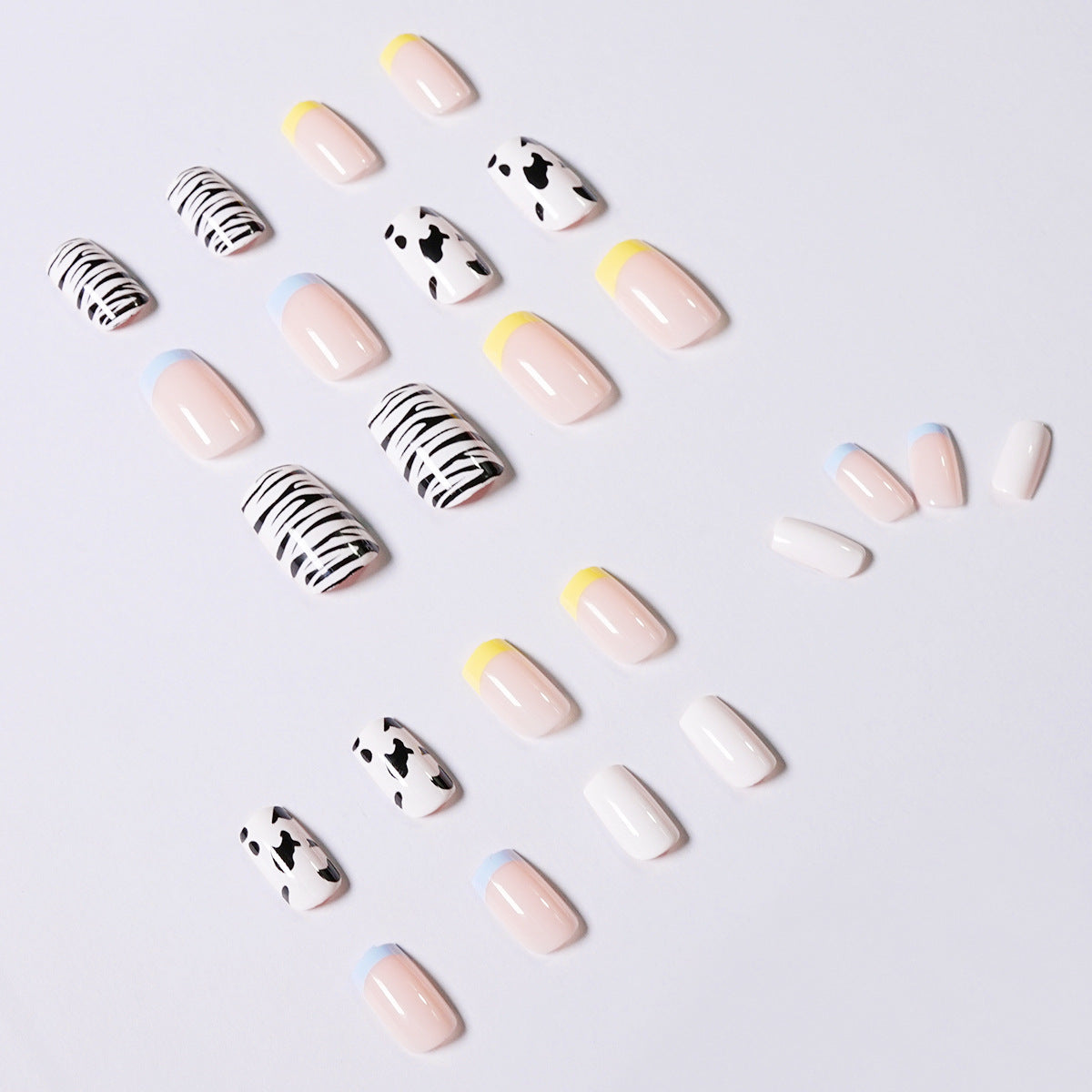 Cow pattern contrasting cat pattern wearing manicure fake nail manicure patch nail patch waterproof removable nail piece｜365nails