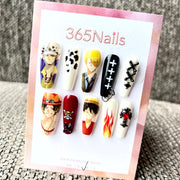 365nails: "One Piece Straw Hat Crew" – Handmade Medium Trapezoid Press-On Nails