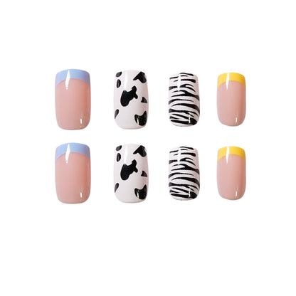 Cow pattern contrasting cat pattern wearing manicure fake nail manicure patch nail patch waterproof removable nail piece｜365nails
