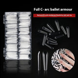 Nail Tips Nail plate C arc full sticker Ballet nail 300 pieces Trapezoidal extended fake nail patch Transparent seamless patch manicure