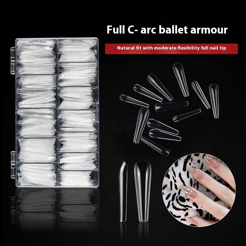 Nail Tips Nail plate C arc full sticker Ballet nail 300 pieces Trapezoidal extended fake nail patch Transparent seamless patch manicure