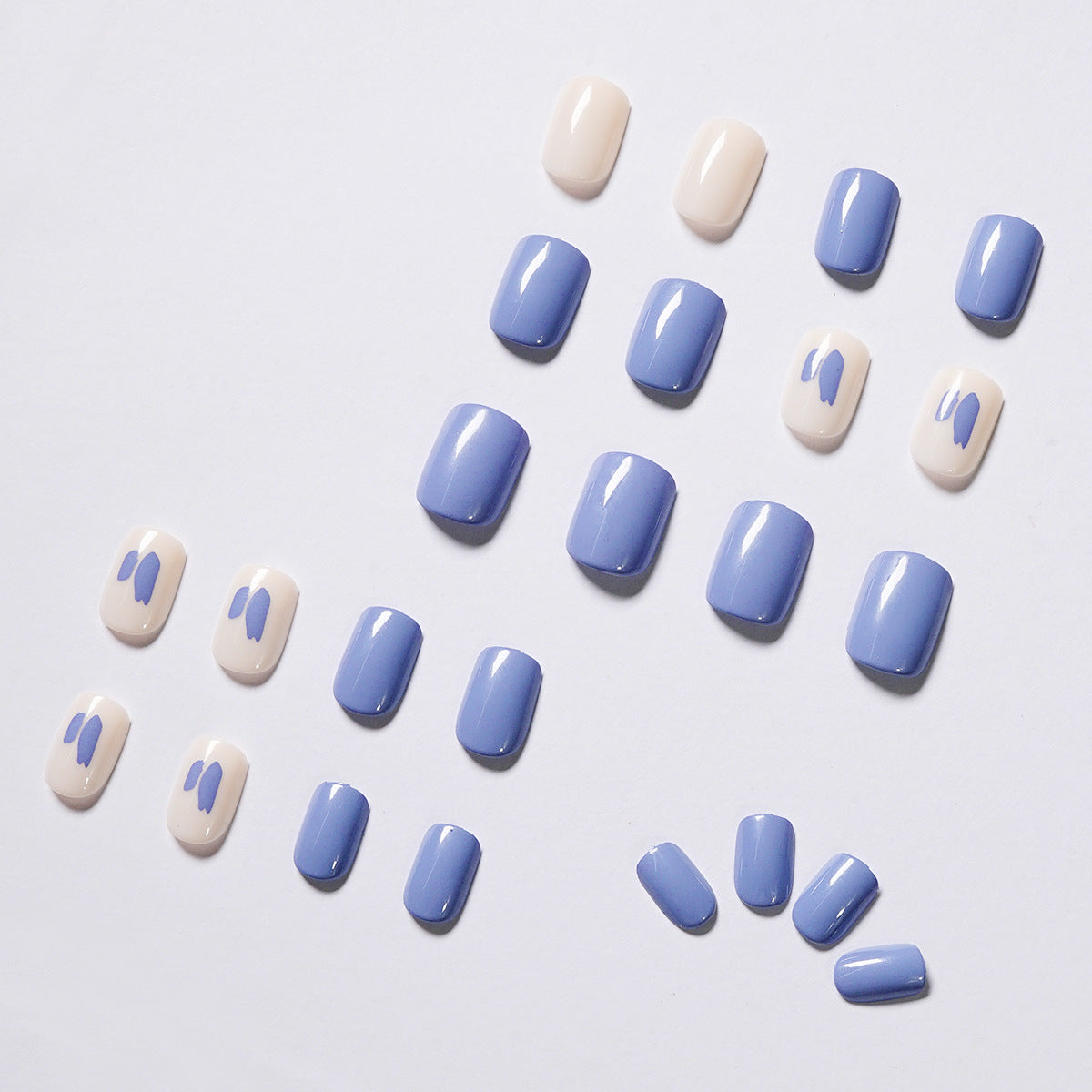 Uñas postizas con diseño de grafiti en color crema lavanda, parches para uñas, resistentes al agua y extraíbles | 365nails