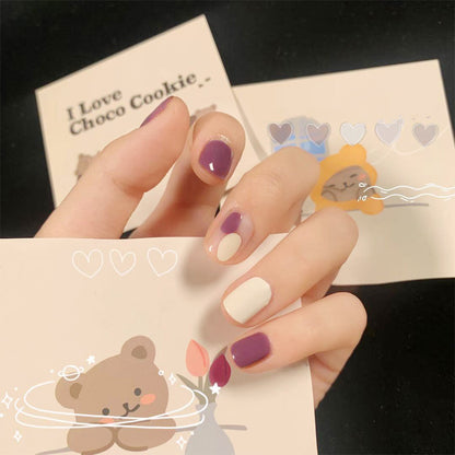 Taro pudding graffiti  art finished  nail art patch fake nail  removable nail piece｜365nails