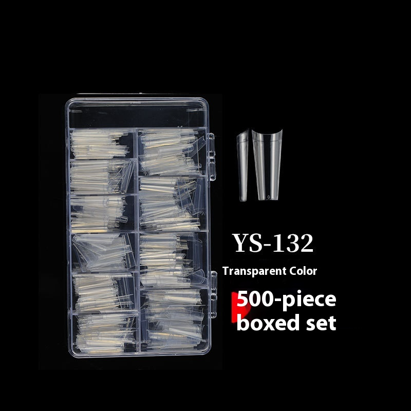 Embouts d’ongles allongeants — faux ongles super longs tête plate, demi‑autocollant, effet denim, forme trapèze press‑on — vente en gros (MOQ=3)