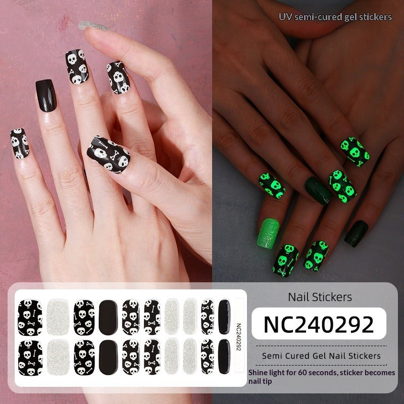 Semi-Cured Gel Nail Strips Christmas Glow Snowflake Festive Glossy Set (MOQ=3)