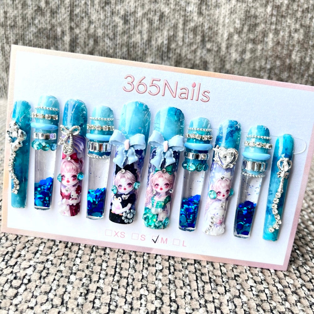 365nails: "Frozen Fantasy" – 3D Cartoon Figure Handmade Coffin Nails-5.5cm
