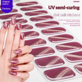 Semi-Cured Gel Nail Strips Sparkle Cat Eye Magnetic Glossy Design (MOQ=3)