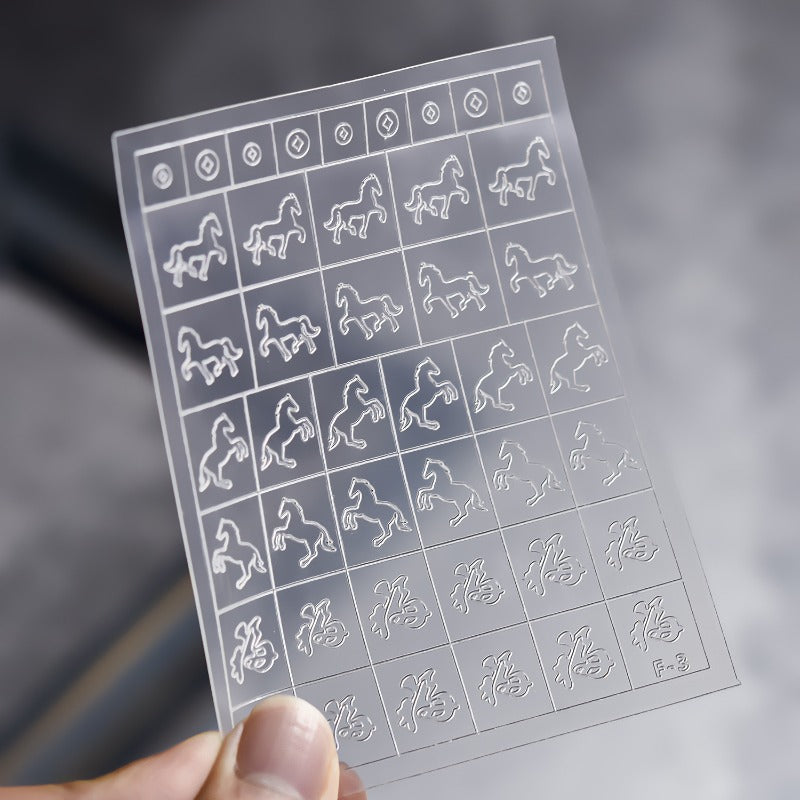 Clear Embossed Nail Stickers – Multi-Pattern Outline Set